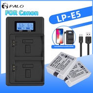 PALO LP-E5 LPE5 LP E5 แบตเตอรี่ + Dual USB LCD Charger สำหรับ Canon EOS 1000D 500D 450D Kiss X3 X2 F