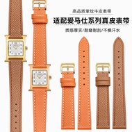 Orange Cowhide Bracelet Adapt to Hermes Watch Strap Men Women H Series Elephant Gray Quick Release P
