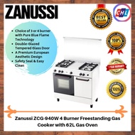 Zanussi Gas Cooker (62L Gas Oven) 4 Gas Burners ZCG940W