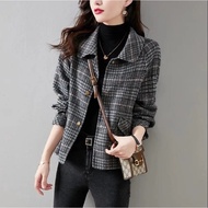 Korean Stylish Plaid Blazer Small Suit Jacket Female Spring And AutumnThin Short All-matchTemperament Suit Coat Outwear Women