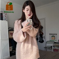 2025 Winter Gentle Top Atmosphere Pink Pullover V-Neck Knitted Sweater for Women2025年冬温柔系上衣氛围感粉色套头v领