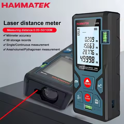HANMATEK LM50/100 Laser Rangefinder 50M 100M Rangefinder Digital Laser Rangefinder Test Tool with Ho