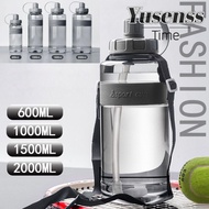 YUSENSS Sports Water Bottle, Plastic 2L/1.5L/1L/0.6L Drinking Bottle, Outdoor Large Capacity with St
