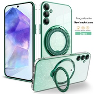 Plating Glitter Rotate Stand Case For Samsung Galaxy A55 5G Samung Samsang A 55 55A For Magsafe Wire