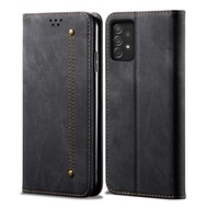 Samsung Galaxy A73 5G RULIEAN Retro Denim Leather Flip Wallet Stand Casing Cover for Samsung Galaxy