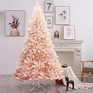 ANSACA 6ft/7ft Pink Artificial Christmas Tree, Unlit Hinged Spruce Full Tree with 617/937 Branch Tips and Metal Stand, Easy Assembly, 7FT Holiday Christmas Tree Indoor Outdoor