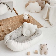 Baby nest in natural colors TEDDY PLUSH + muslin