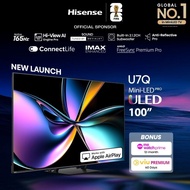 Hisense U7Q 100 inch ULED Mini LED Pro AI TV | 165Hz | Hi-View AI Engine Pro | 2.1.2CH Sound System