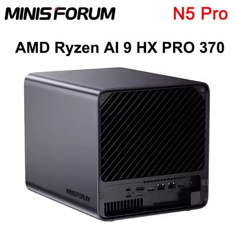 MINISFORUM N5 PRO NAS Mini PC AMD Ryzen AI 9 HX PRO 370 Support DDR5 ECC 144TB Capacity AI Mini PC M