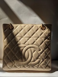 Chanel caviar beige petite shopping tote (PST)
