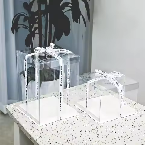 Transparent Cake Box Plastic Large Gifts Packaging Box Packing Supplies Bakery Wrapping Boxes Weddin