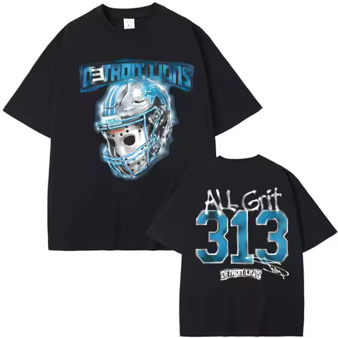 EMINEM X LIONS ALL GRIT T-SHIRT Eminem Same as official website 100%Cotton High Quality Tee-shirt O-