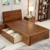 【SG Sellers】Solid Wooden Bed Frame Bed Frame With Mattress Storage Bed Frame Super Single/Single/Queen/King Bed Frame