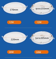 LED Panel Downlight ไฟดาวน์ไลท์ทรงกลมฝัง  ราคายกลัง ขนาด6W 9w 12W 18W  แสงเดย์6500Kและแสงวอร์ม3000Kแ