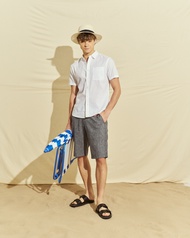 Giordano Mens Slim Linen Bermuda Shorts 01105227001 กางเกงขาสั้นผู้ชาย กางเกงจิออดาโน