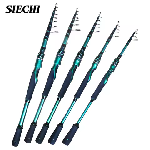 SIECHI carbon fiber fishing rod fast light bait feeding telescopic travel rod M hard1.8M 2.1M 2.4M 2