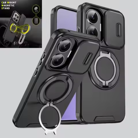 New Armor Magnetic Holder Case For Xiaomi 15T 14T Pro Poco F7 X7 X6 Pro M7 C71 C75 F7 Ultra 5G Slide
