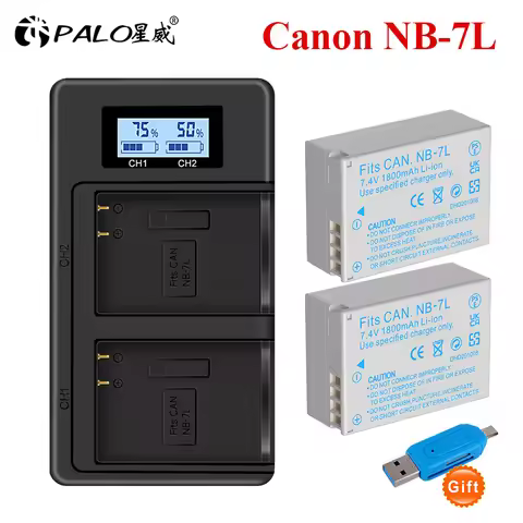 NB-7L Camera Battery 1800mAh NB 7L NB7L Batteries 2 Slots Fast Charger For Canon PowerShot G10 11 12