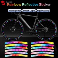 TOBIE Rainbow Reflective Sticker, Luminous Laser Glow Laser Glow-in-the-dark Sticker, Rim Sticker Rainbow Rainbow Reflective Laser Bicycle Reflective Sticker Riding