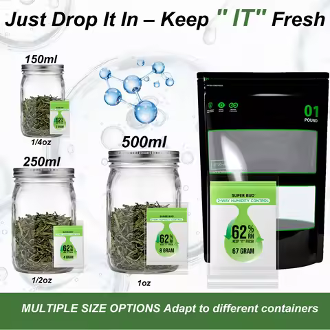 2-Way Humidity Control Packs Size 4g/ 8g, 62% RH Humidifier Packs Hydration Moisture Balancer Packet