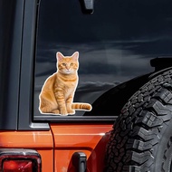 2pcs Cute Orange Tabby Cat Vinyl Decal 4.92''x5.91'' Weatherproof Self-Adhesive Sticker for Cars, La