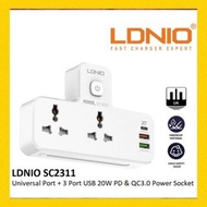 LDNIO SC2311 2 Universal Outlets + 3 Port USB 20W PD & QC3.0 Charger Extension Power Strip Socket Ad