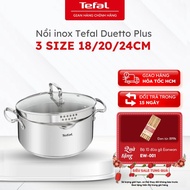 Tefal Duetto Plus stainless steel pot, 3 sizes 18/20/24cm, 18/10 stainless steel - Genuine,