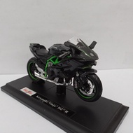 Diecast Kawasaki Ninja H2 R black Maisto 1:18 miniature H2R sports motorbike