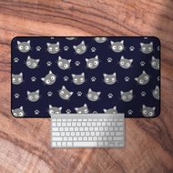 Cute Cat Desk Mat, Cat Gaming Desk Mat, Navy Blue Deskmat, Desk Mat Kawaii, Gift for Cat Lovers