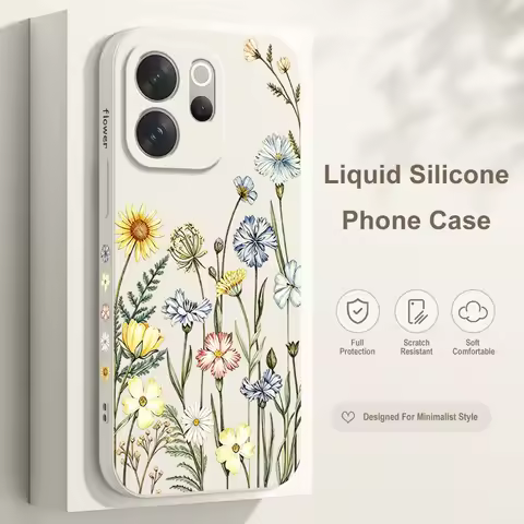 Gold Daisy Phone Case For Vivo V70 V70E V60 V60E V50 V50E V40 V40E V30 V30E V29 Lite V29E V27 V27E V