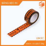 Combo of 6 rolls of fragile goods tape - Black orange - Packing sealing tape - Size 4.8cm -L.BK3C