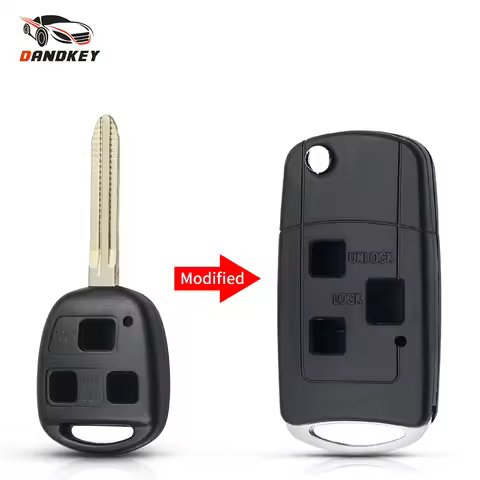 Dandkey Replacement Flip Folding Key Shell Uncut For Toyota Camry 2.4 Vela Yaris Avensis 3 Buttons M