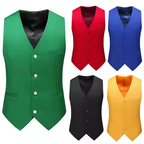 17 Colors Boutique Fashion Casual Solid Color Suit Vest Men Slim Fit Sleeveless Formal Business Offi