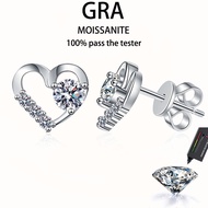 【 GRA Certificate Attached 】 1ct Moissanite Earrings, s925 Pure Silver Plated Platinum Simple Lover'