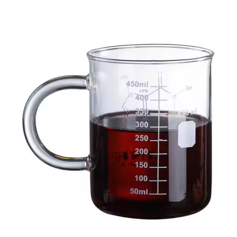 2025 New Caffeine Beaker Mug Graduated Beaker Mug with Handle Borosilicate Glass Cup