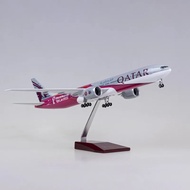 *𝙁𝙍𝙀𝙀 𝙆𝙀𝙔𝘾𝙃𝘼𝙄𝙉*1:157 47cm 2022 Qatar Airways B777 Airliner Aircraft Model Diecast Airplane Resin wit