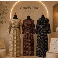 Ready Stock Maxi Dress Muslimah Women's Elegant Lv Print Dress(not included belt)