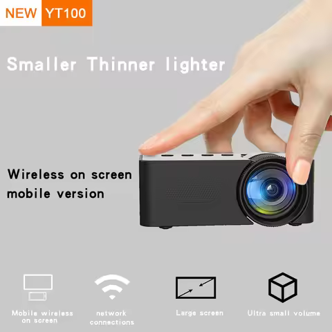YT100 Home Mini Portable Mini Projector HD Wireless Mini Phone Supports 5V2A Mobile Power Supply for