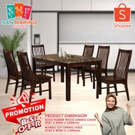 CT305NL3864 CC777W 1+6 Seater Imported Romania Marble Dining Set Kayu With High Quality Turkey Fabri