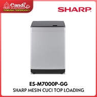 sharp mesin cuci top loading 7 kg new megamouth es-m7000p-gg