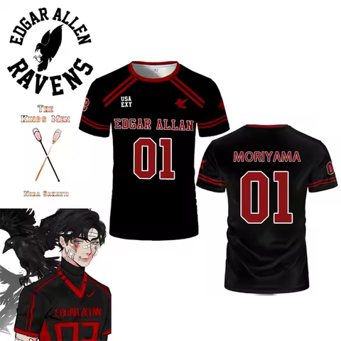 2025 New The Foxhole Court Edgar Allan Ravens Lacrosse Jersey Cosplay Riko Moriyama 3D Tshirt All Fo