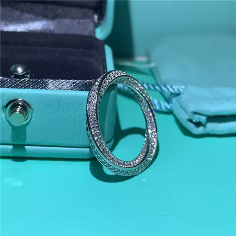infinity ring S925 Sterling Silver Micro pave Moissanite Engagement Wedding Band Rings for women Par