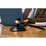 WOODEN GAVEL WITH WOODEN BASE LAW FIRM USE