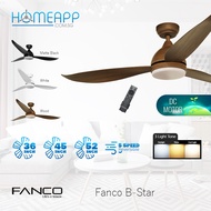[FREE Installation] Fanco B-Star DC Motor Ceiling fan with 3 Tone LED Light, Remote, lifetime warranty