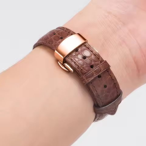 Crocodile Skin Watch Strap Genuine Leather Men Women Needle Butterfly Buckle for Mido Longines Famou