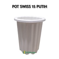 Pot Bunga Tinggi Swiss 15 Pirus Yogap Tanaman Hias Plastik Hitam Putih