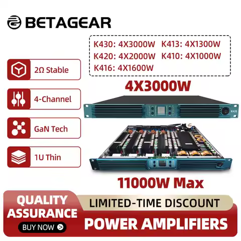 Betagear 4X 3000W Subwoofer Amplifier Aduio Powerful Professional Amps Class D 4-Channel PFC 90V-270