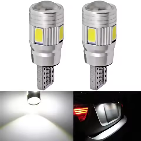 2x Car LED Signal Bulb 12V T10 W5W 5W5 LED Bulb Canbus 6000K 6 SMD No error Auto Wedge Side Lamp Lic