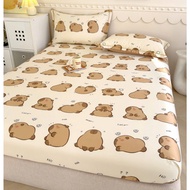 Bộ Chăn Ga Gối Phi Lụa Mẫu Capybara Hottrend Set Chăn Ga Lụa Mùa Hè Mới Nhất Chăn Trần Bông Mỏng Và