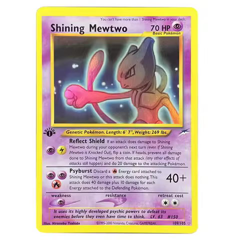 PKM Foil Cards Shining Mewtwo Charizard Gyarados Celebi Raichu Neo Destiny N4/3 1996 1st Edition Gam